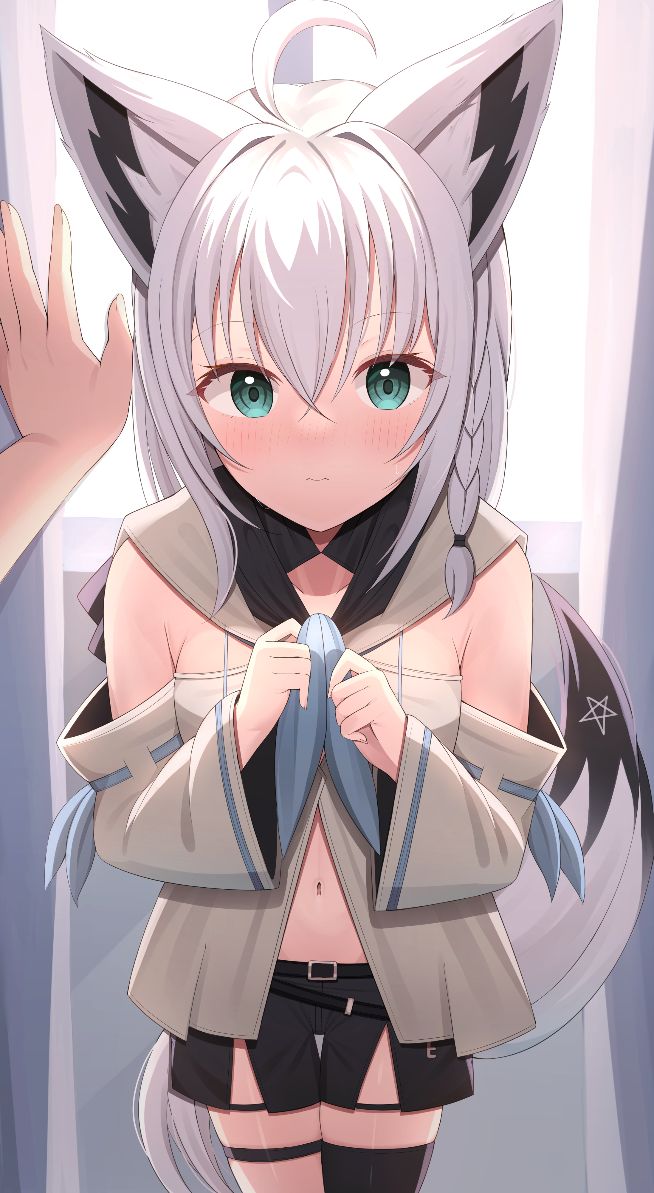 starfox1015 hololive shirakami fubuki animal ears garter tail 
